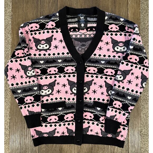 Sanrio Sweaters - Sanrio Kuromi Patterned Cardigan - BoxLunch Exclusive- Adult